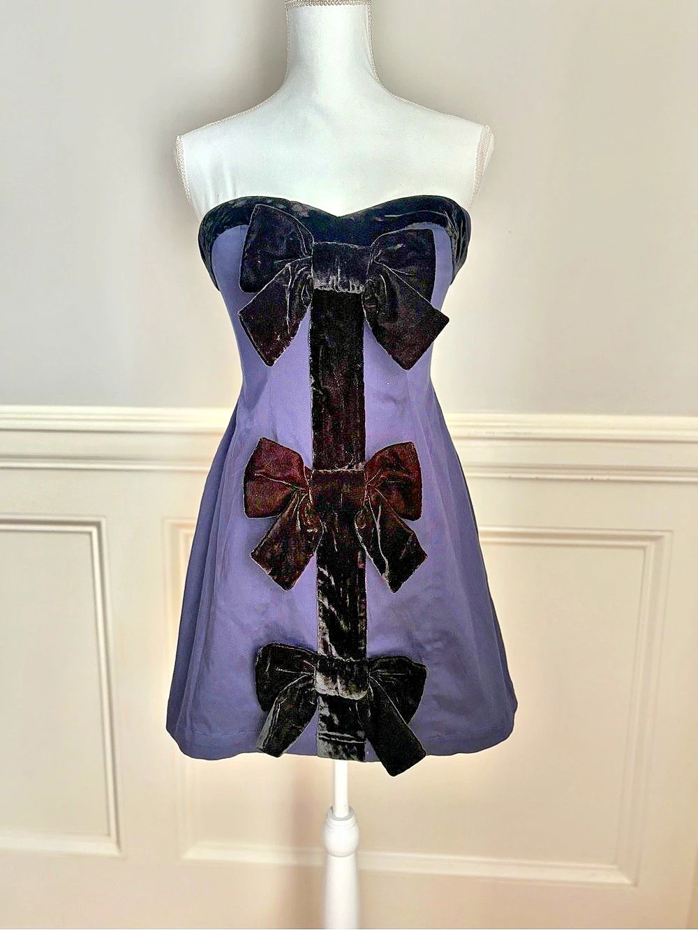 NWT Maeve Strapless Bow Velvet Mini Dress From Anthropologie